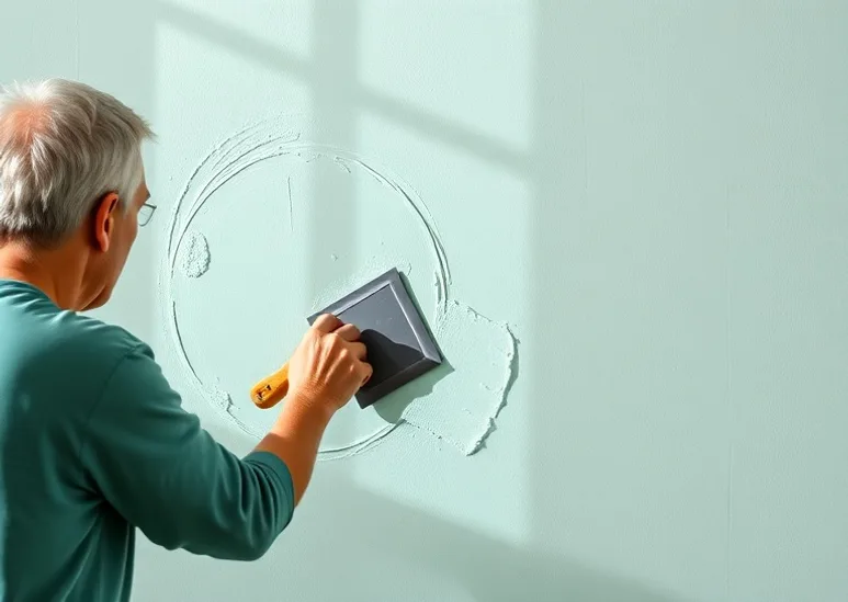 Application d'un enduit décoratif à la lisseuse sur un mur
